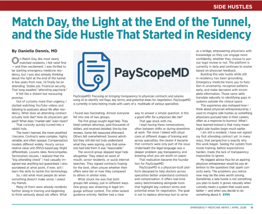 Match Day, the Light at the End of the Tunnel, and the Side Hustle That Started in Residency — Emergency Medicine News